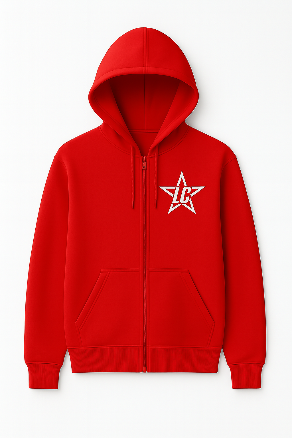 Red Plain Hoodie - Zipped
